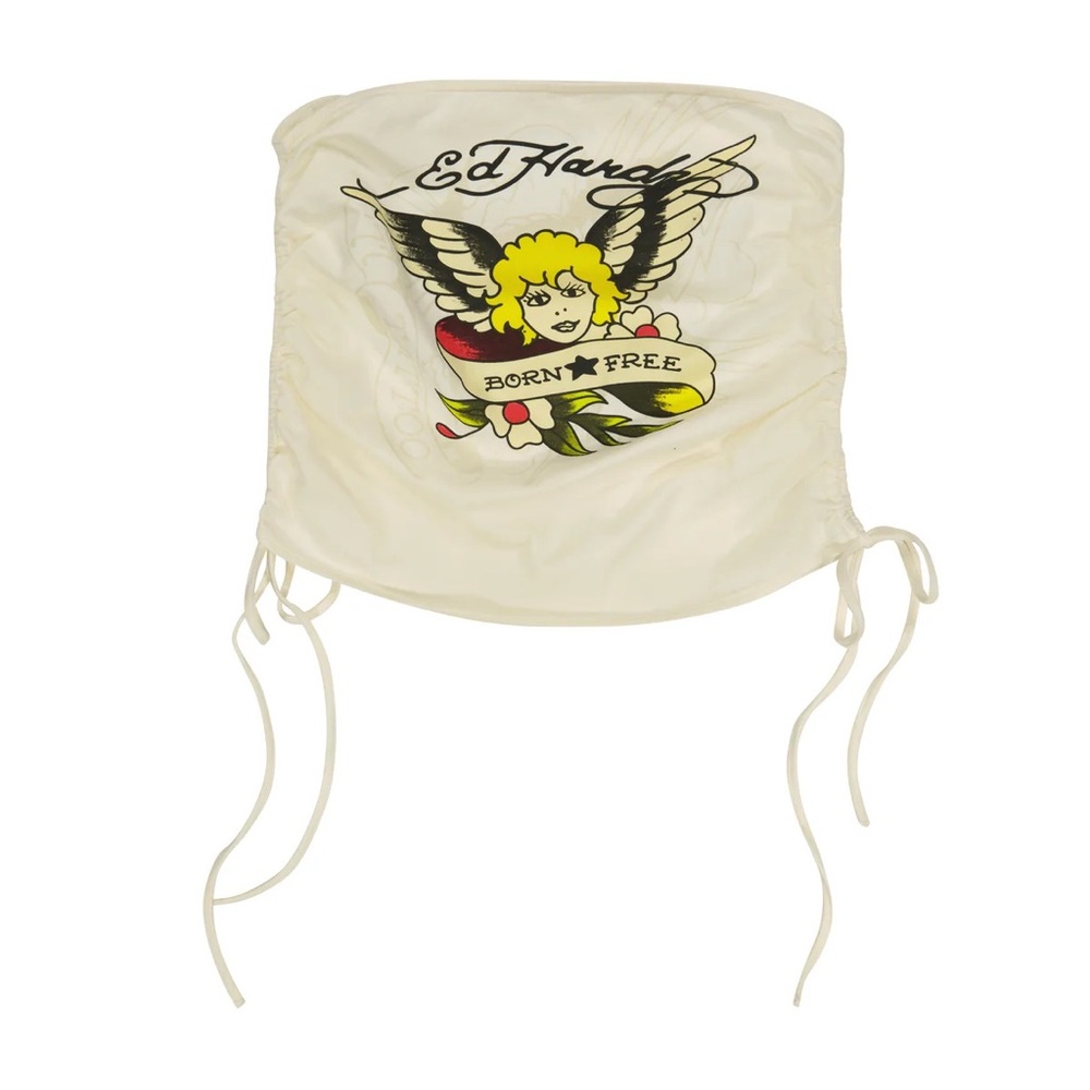 Ed Hardy Graphic Side-scrunch Tube Top NWT